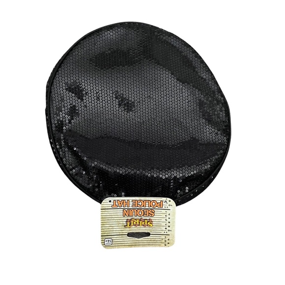 BLACK SEQUIN POLICE HAT SPIRIT HALLOWEEN - Picture 2 of 2